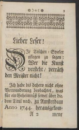 Lieber Leser!
