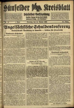 Erste Ausgabe vom Dienstag, den 24. Januar 1933.