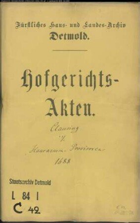 Clausing, Balthasar zu Lemgo gegen Hausarmen-Provisoren - Rückständige Armengelder