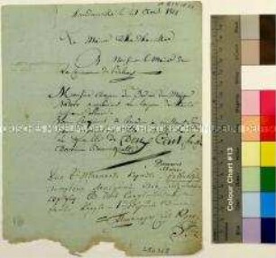 Bescheinigung Haudainville, 21. April 1814 (französisch/deutsch)