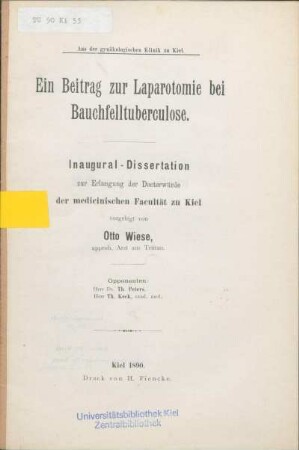 Ein Beitrag zur Laparotomie bei Bauchfelltuberculose