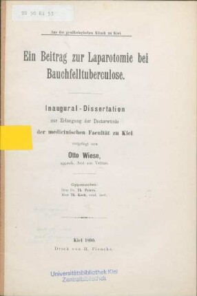 Ein Beitrag zur Laparotomie bei Bauchfelltuberculose