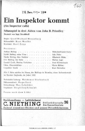 Ein Inspektor kommt (An Inspector calls)