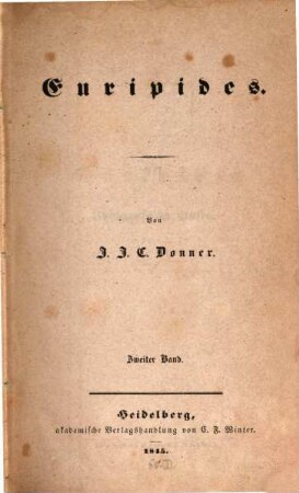 Euripides : Von J. J. E. Donner. 2