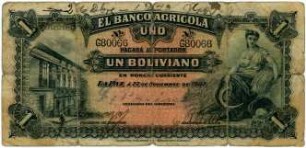 Geldschein, 1 Boliviano, 22.11.1903