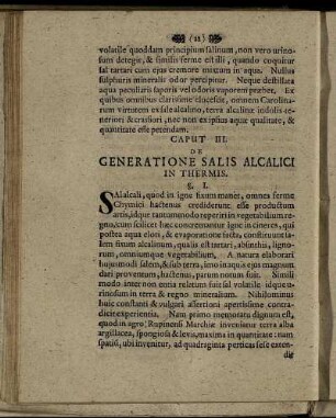 Caput III. De Generatione Salis Alcalici In Thermis.