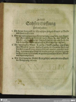 In dieser Sechsten Eröffnung sind enthalten