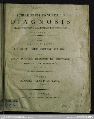 Scirrhorum Pancreatis Diagnosis Observationibus Anatomico-Pathologicis Illustrata