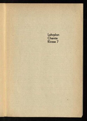 Lehrplan Chemie Klasse 7