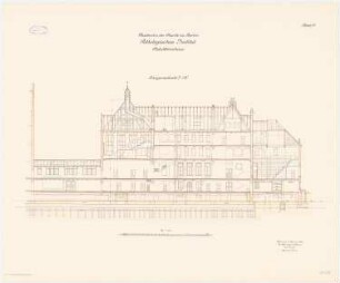 Pathologisches Institut der Charité, Berlin: Längsschnitt des Obduktionshauses 1:100