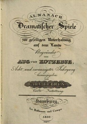 Almanach dramatischer Spiele zur geselligen Unterhaltung auf dem Lande, 28. 1830