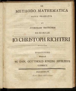 1: De Methodo Mathematica Pavca Praefatvs.