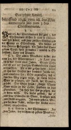 Das zehnte Kapitel, betreffend 1748. vom 28. des Wintermonats bis zum 3. des Christmonats