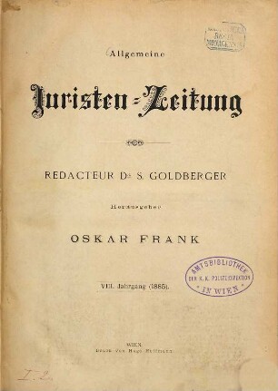 Allgemeine Juristen-Zeitung. 8. 1885