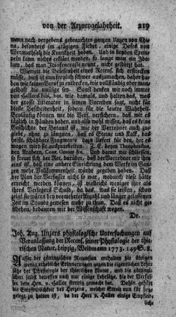 Physiologische Untersuchungen auf Veranlassung der Recension seiner Physiologie der thierischen Natur.