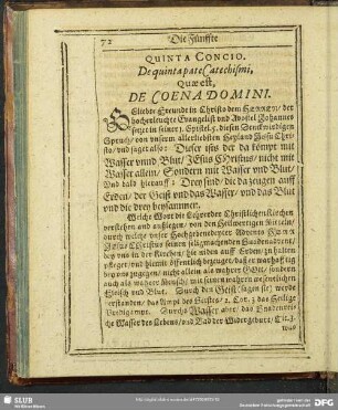 Quinta Concio. De quinta pate Catechismi, ... [Die Fünffte Catechismus Predigt]