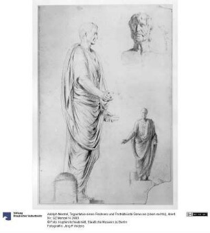 Togastatue eines Redners und Porträtbüste Senecas (oben rechts)