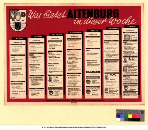 Originaltitel: Was bietet Altenburg in dieser Woche 30. Oktober bis 5. November 1950