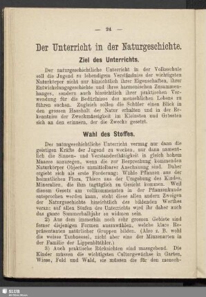 Der Unterricht in der Naturgeschichte : Unterricht in der Naturgeschichte