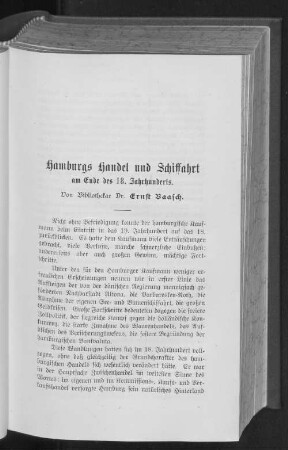 Hamburgs Handel und Schiffahrt am Ende des 18. Jahrhunderts.