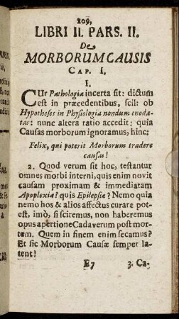 Pars. II. De Morborum Causis.