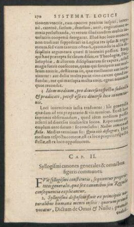 Cap. II. Syllogismi canones generales & omnibus figuris communes.