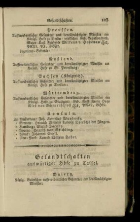 Gesandtschaften auswaertiger Hoefe zu Cassel