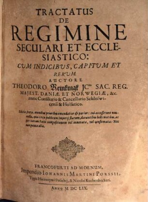 Tractatus de regimine seculari et ecclesiastico