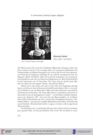Eberhard Jäckel (29.6.1929–16.8.2017)