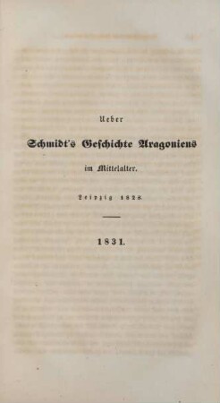 Ueber Schmidt's Geschichte Aragoniens im Mittelalter