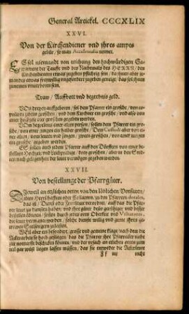 XXVI. Von der Kirchendiener und ihres ampts gebür/ so man Accidentalia nennet.