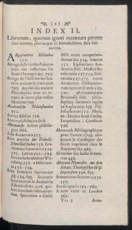 Index II. Librorum, ...