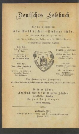Theil 3, Abtheilung 2, [Schülerband]: Mit erläuternden Abbildungen aus den Gebieten der Naturkunde, der Vaterlandskunde und der Geschichte wie mit Portraits nach Hugo Bürkner's Originalzeichnungen : für die Bedürfnisse des Volksschul-Unterrichts in entsprechender Stufenfolge bearbeitet; zur Förderung der Anschauung mit einer Reihe nach Originalzeichnungen ausgeführter Abbildungen