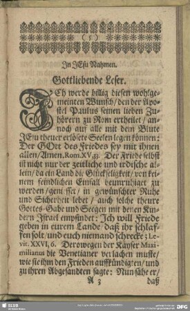 In Jesu Nahmen. Gottliebende Leser