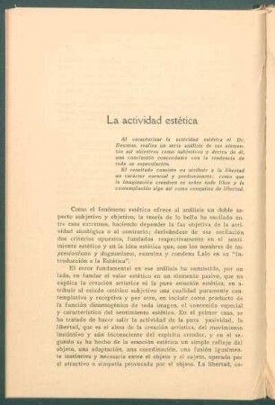 La actividad estética
