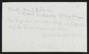 Brief von Gerhart Hauptmann an Karl Böhm, geschrieben von Annie Pollak