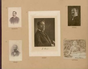 Bl. 2: Fotografien der Mathematiker Julius Hurwitz, Felix Klein, Friedrich Engel, Eduard Study und Alexander Witting, 1920 - 1922
