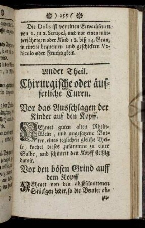 Ander Theil. Chirurgische oder äusserliche Curen