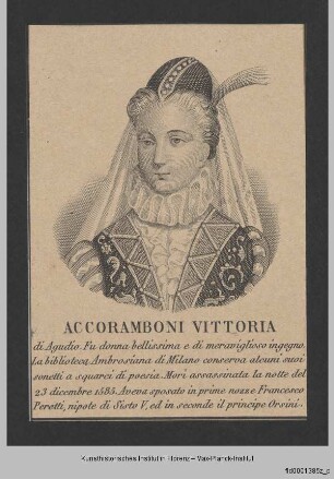 Folge von Bildnissen, Frauenbildnisse : Bildnis der Virginia Accoramboni, auch Vittoria Coromboni genannt