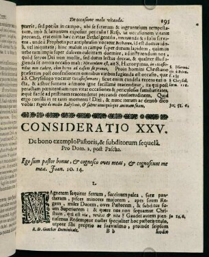 193-201, CONSIDERATIO XXV. De bono exemplo Pastoris, & subditorum sequelâ.