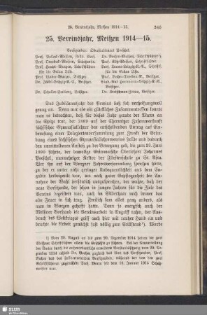 25. Vereinsjahr, Meißen 1914–15