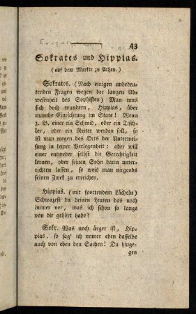 43-56, Sokrates und Hippias.