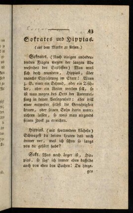 43-56, Sokrates und Hippias.