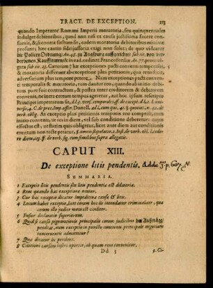 Caput XIII. De exceptione litis pendentis.