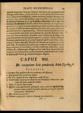 Caput XIII. De exceptione litis pendentis.