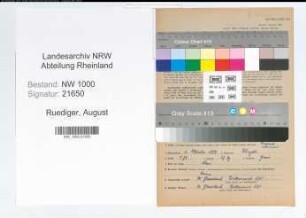 Entnazifizierung August Ruediger, geb. 06.10.1889 (Postsekretaer)