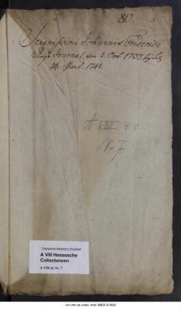 Reisejournal des Johann Friedrich von Schwarzburg-Rudolstadt, 1737 bis 1741