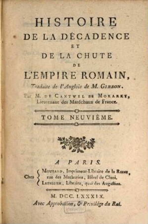 Histoire de la décadence et de la chûte de l'empire romain, 9
