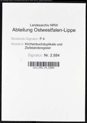 Zivilstandsregister der Munizipalität Wattenscheid (G 1811). (Gemeinde: Zivilstandsregister)
