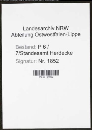 Heiratsregister Standesamt Herdecke